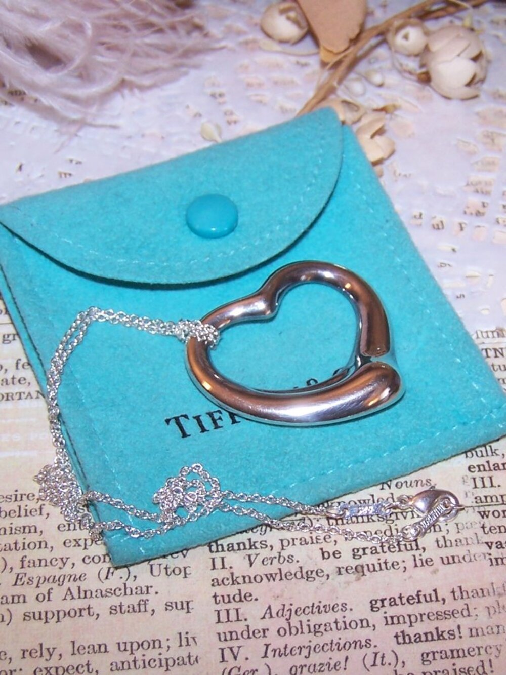 TIFFANY & CO Elsa Peretti Sterling Silver 35mm Open Heart Pendant on 16" Chain